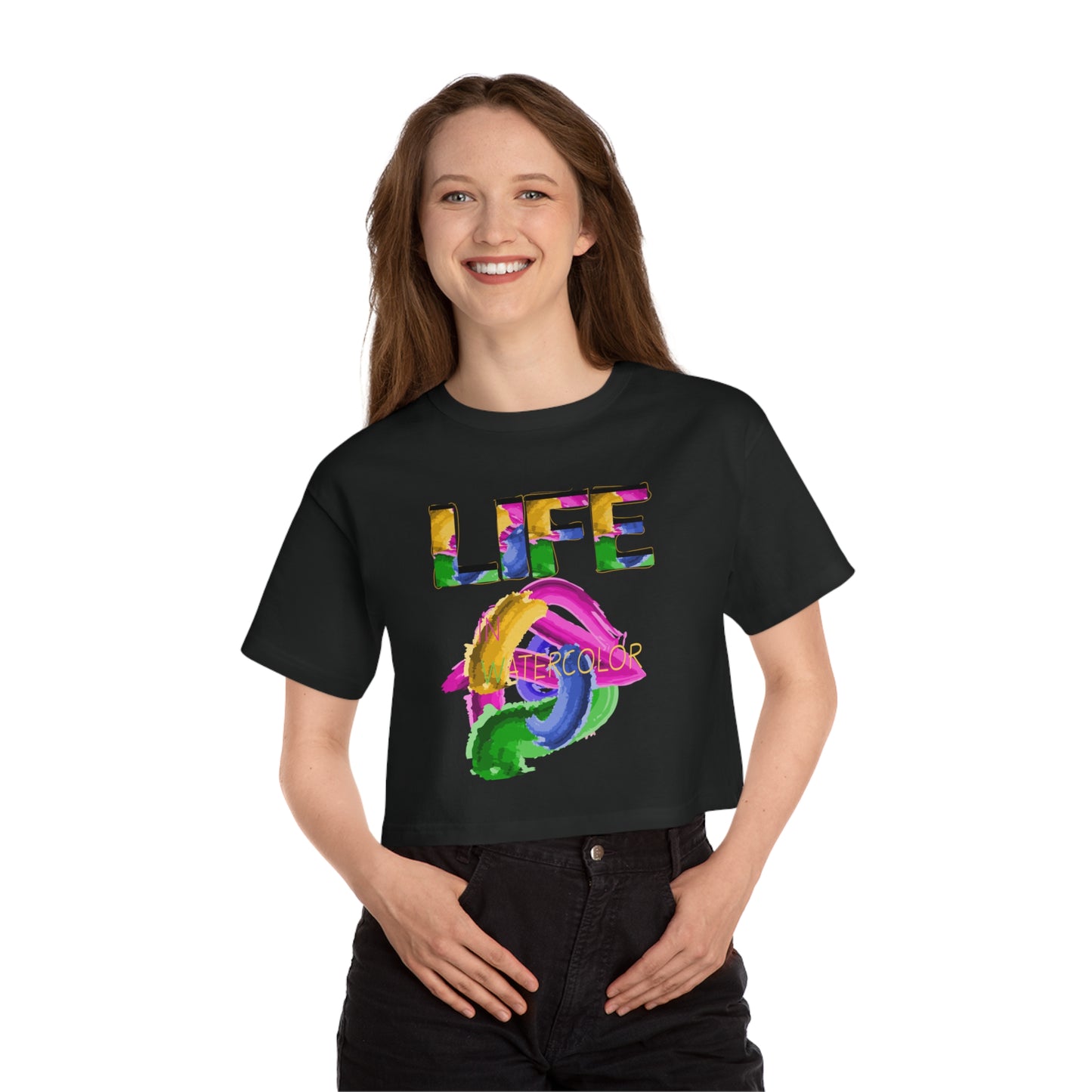 Watercolor Life Cropped Graphic T-Shirt