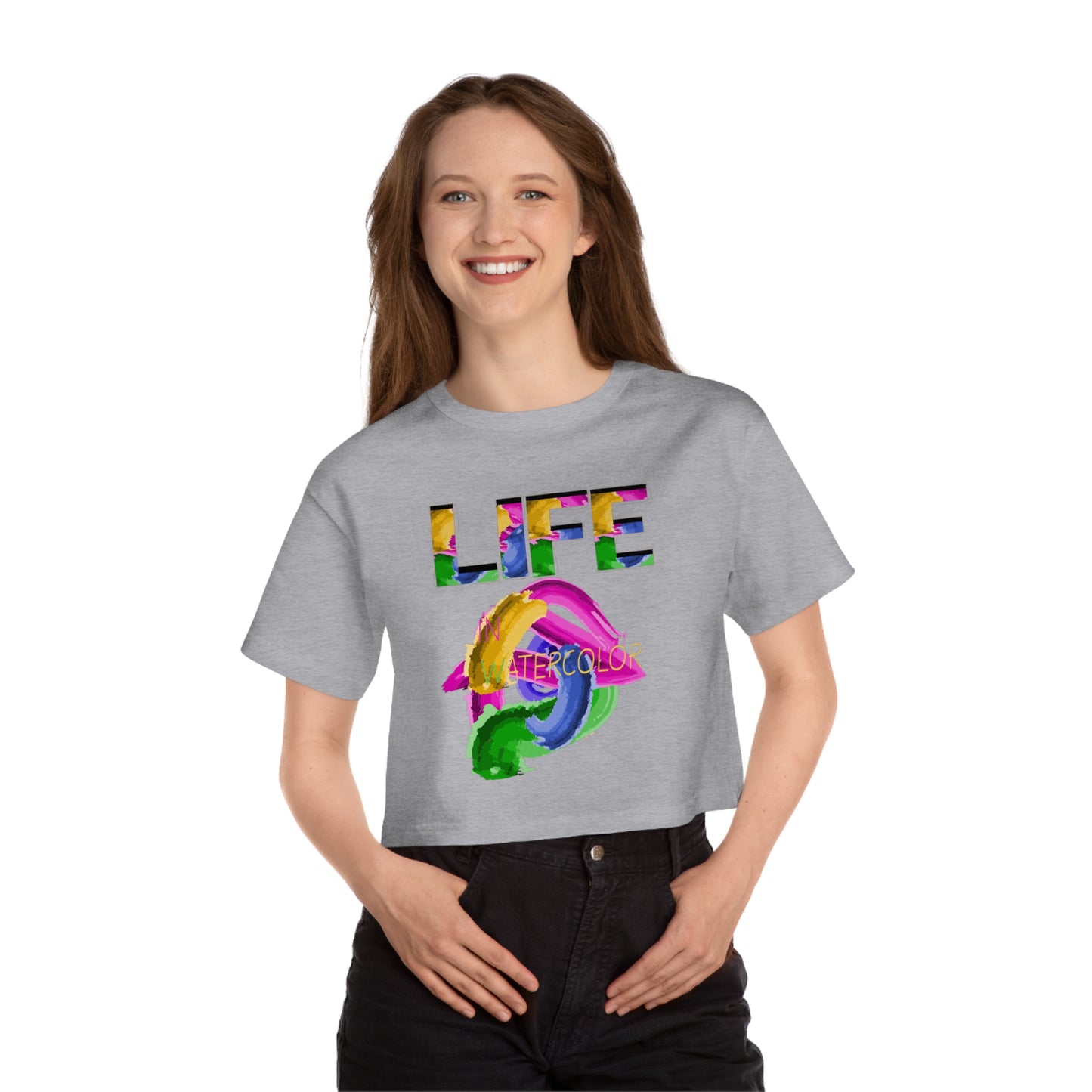 Watercolor Life Cropped Graphic T-Shirt