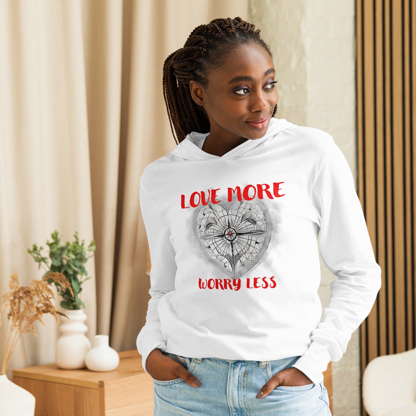 Love More Hooded long-sleeve Graphic tee