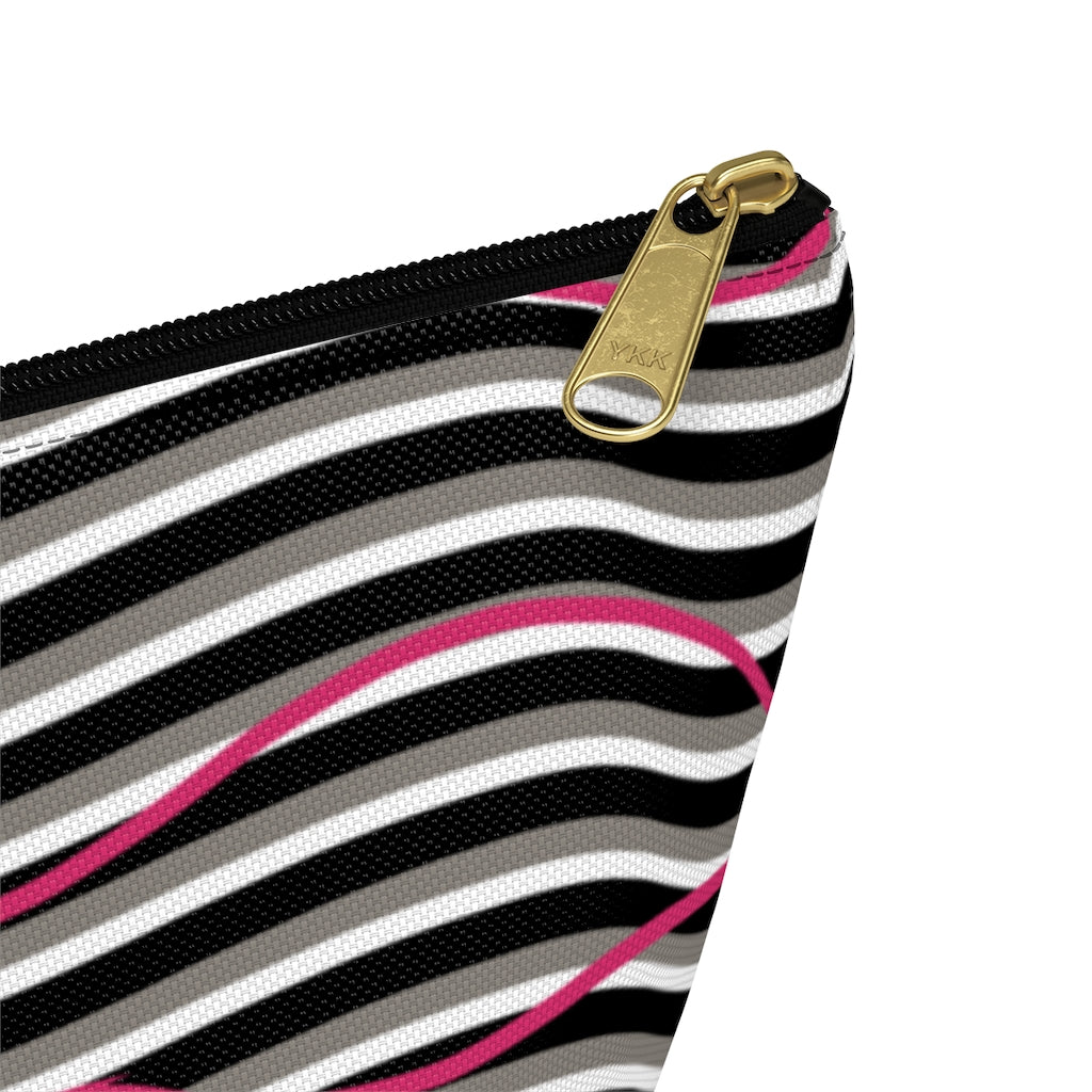 Pink Zebra Accessory Pouch w T-bottom