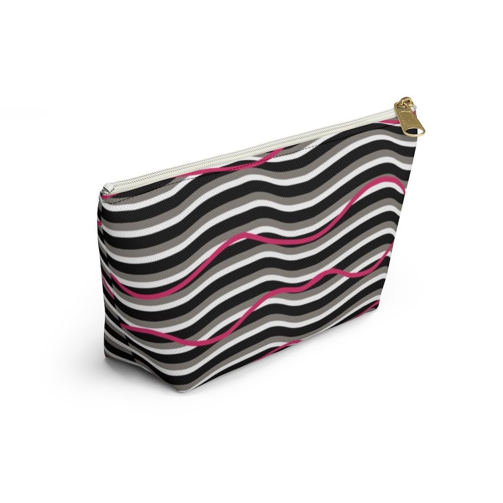 Pink Zebra Accessory Pouch w T-bottom