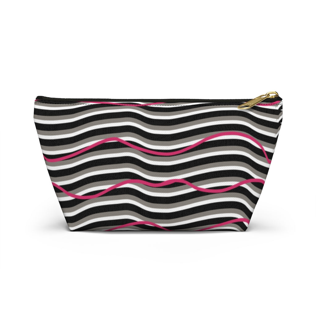 Pink Zebra Accessory Pouch w T-bottom