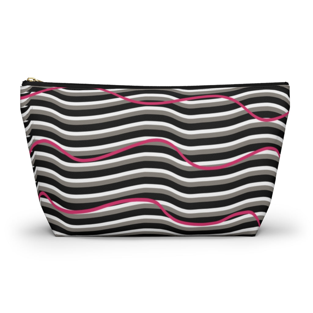 Pink Zebra Accessory Pouch w T-bottom