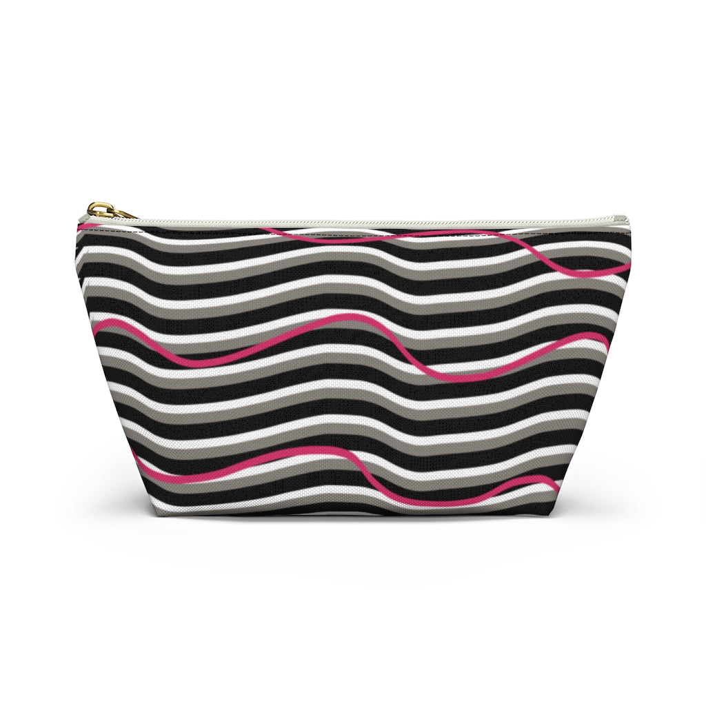 Pink Zebra Accessory Pouch w T-bottom