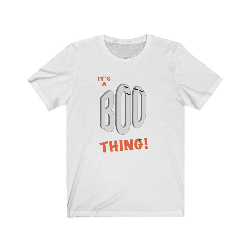 Short sleeve tee with word graphic its a boo thing with mini flying bats