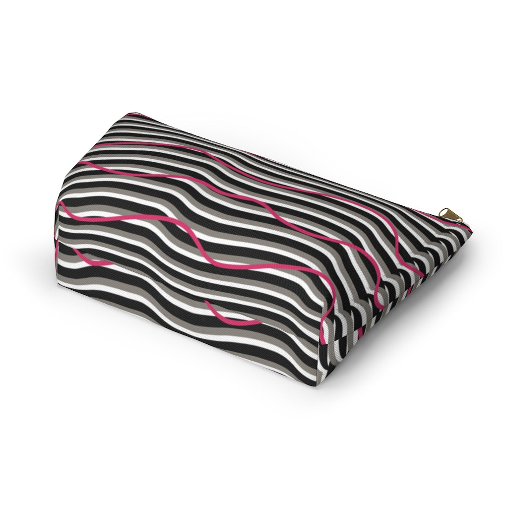 Pink Zebra Accessory Pouch w T-bottom