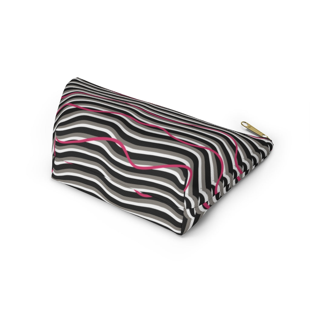 Pink Zebra Accessory Pouch w T-bottom