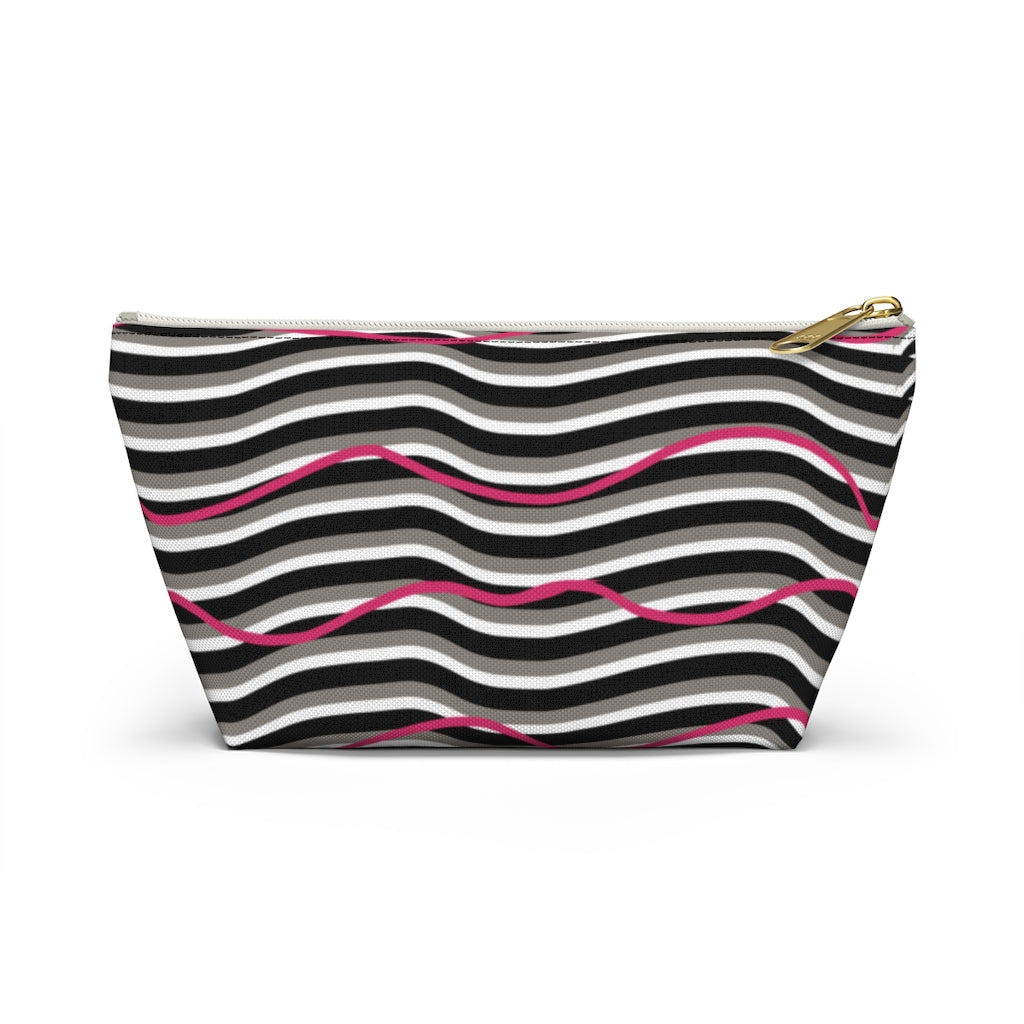 Pink Zebra Accessory Pouch w T-bottom