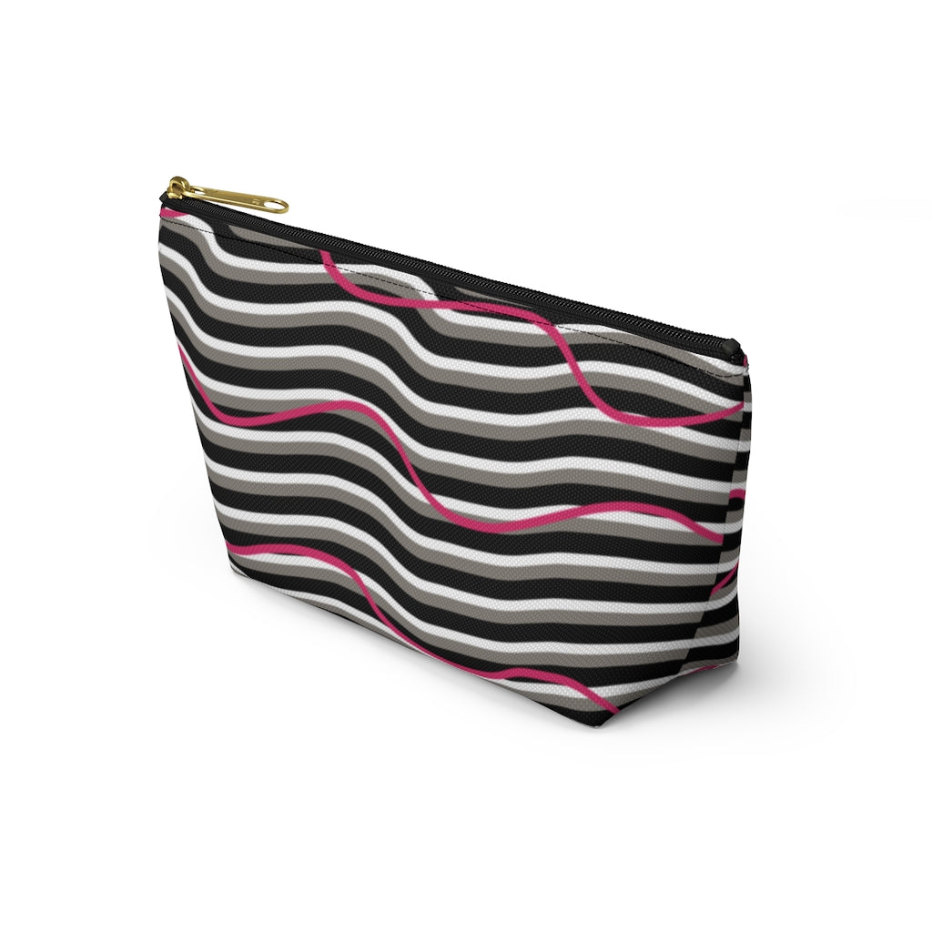 Pink Zebra Accessory Pouch w T-bottom