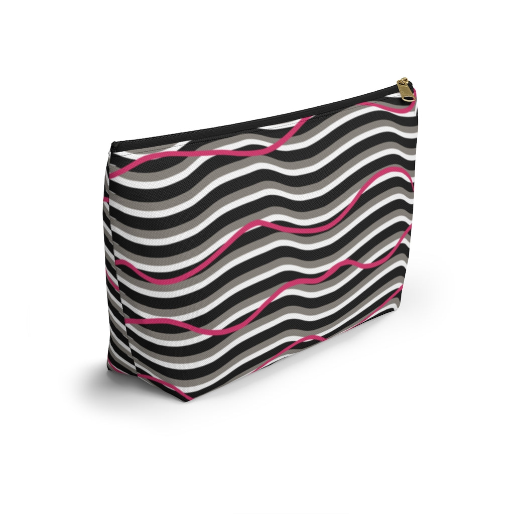 Pink Zebra Accessory Pouch w T-bottom