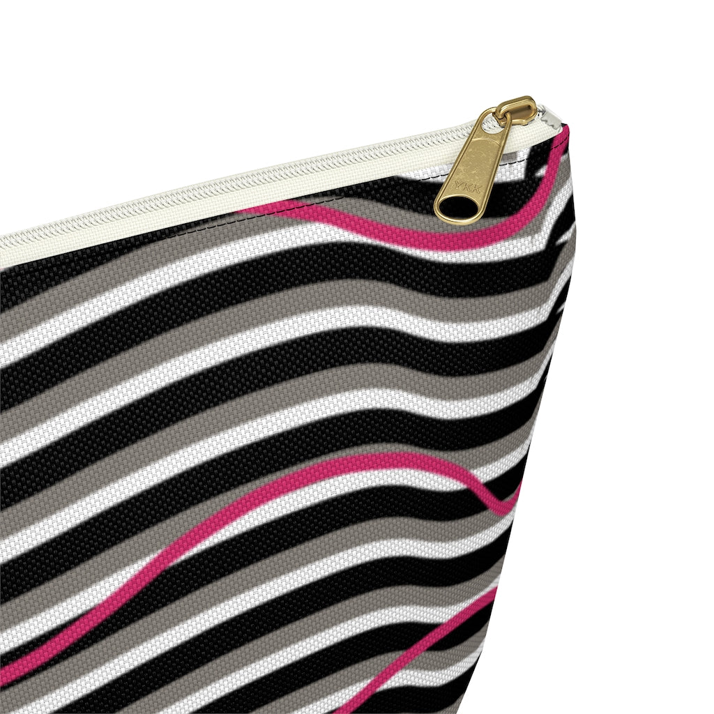 Pink Zebra Accessory Pouch w T-bottom