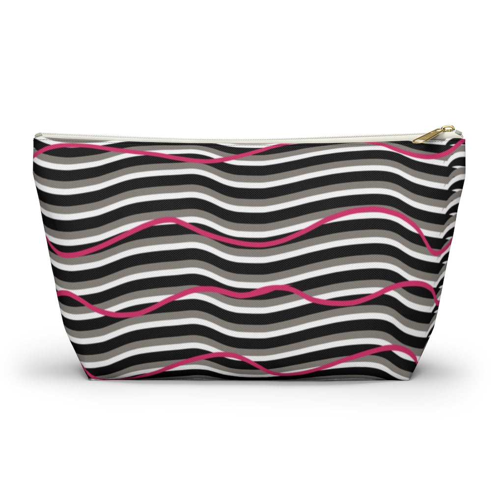 Pink Zebra Accessory Pouch w T-bottom