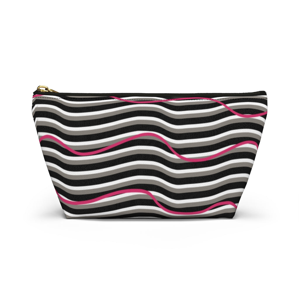 Pink Zebra Accessory Pouch w T-bottom