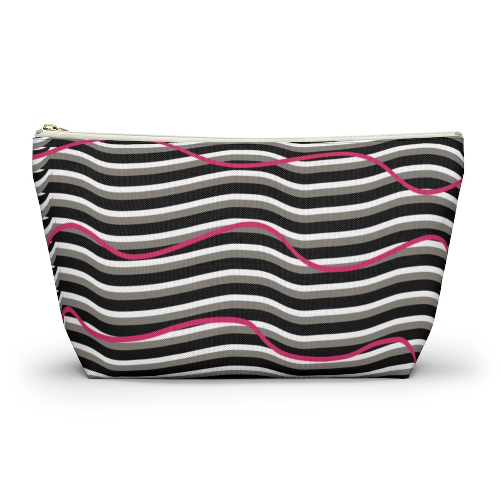 Pink Zebra Accessory Pouch w T-bottom